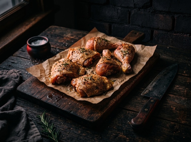 Chicken — Fresh breasts, thighs, and wings, marinated and grilled to perfection.