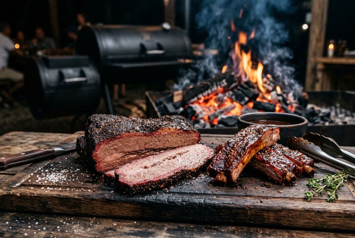 Texas BBQ — Brisket smoked for hours, glazed ribs, and authentic Southern flavor.